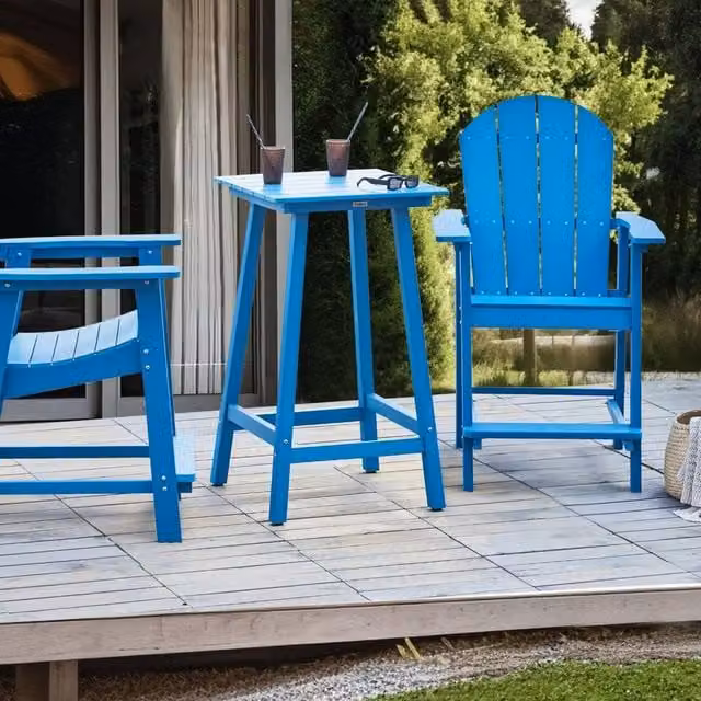 Wyld and Coco Blue UV-Resistant Outdoor Garden Bar Table, W/D: 59 x 59 cm