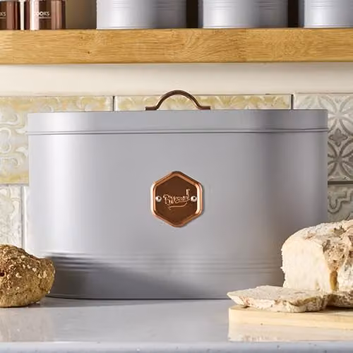 Cooks Professional Metal Bread Bin in Grey with Ventilated Design – 2