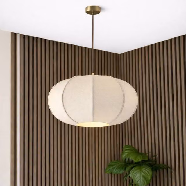 CGC Lighting Libby Large Round Oatmeal Linen Fabric Lampshade in Beige