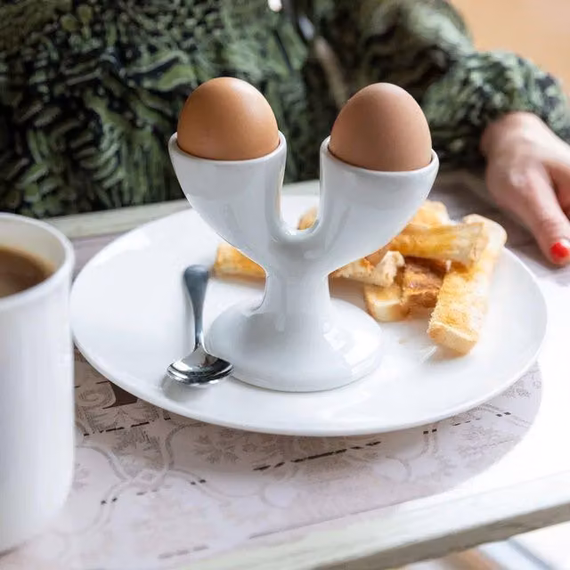 KitchenCraft White Porcelain Double Egg Cup – 4