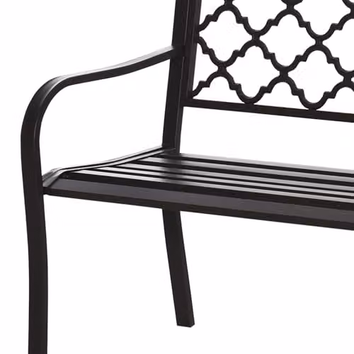 Outsunny Antique Style 2 Seater Garden Bench in Brown Powder Coated Steel, W/D/H: 128 x 60 x 89 cm – 8