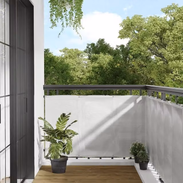 Berkfield Home Balcony Screen in Light Grey, W/H: 300 x 90 cm, Semi-Transparent Polyester Oxford Fabric