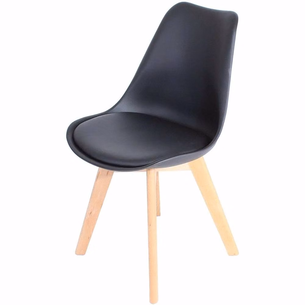 KORVIXA Set of 2 Tulip Dining Chairs in Black with Beech Wood Legs – 3