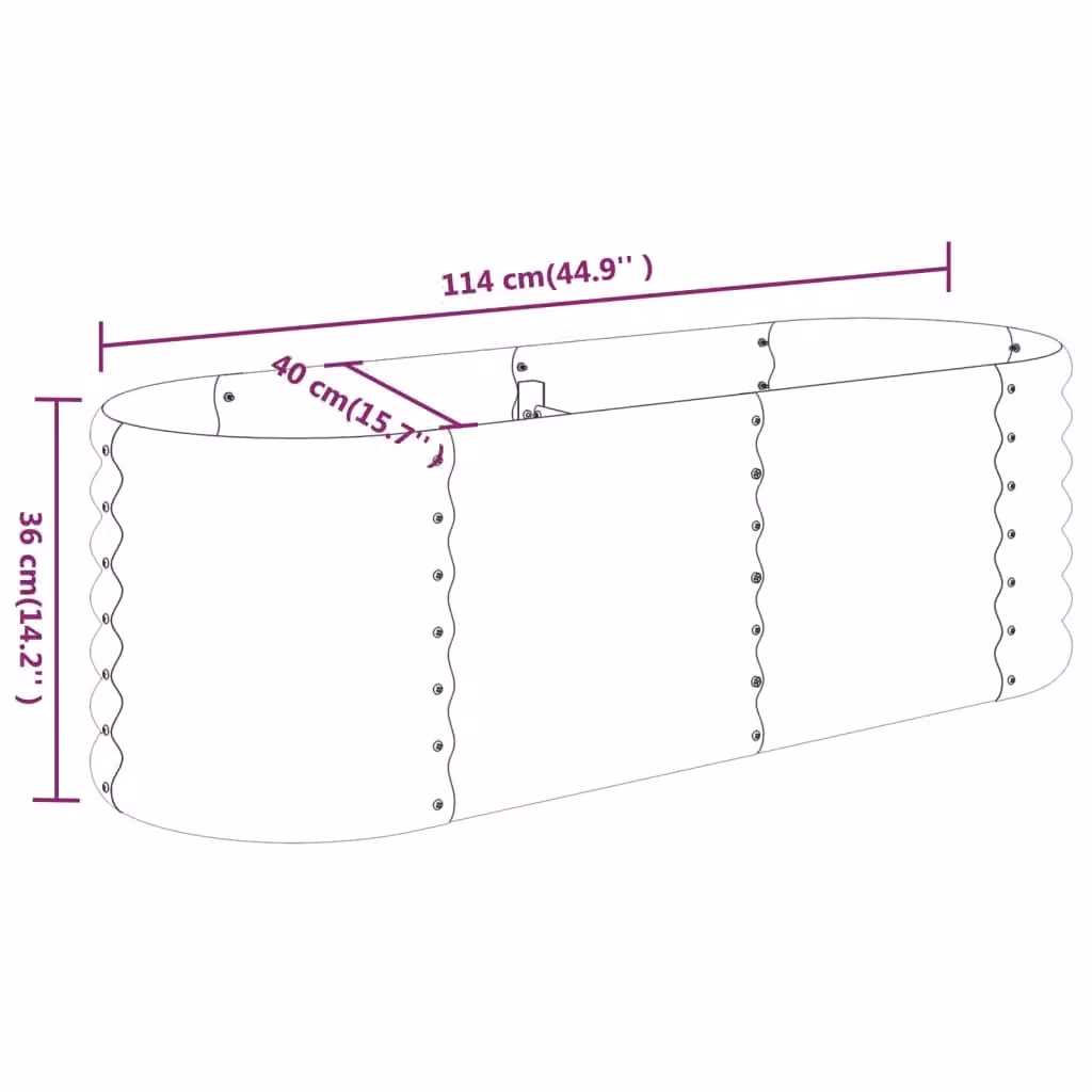 Berkfield Home Garden Powder-coated Steel Raised Bed in Anthracite Black, W/D/H: 114 x 40 x 36 cm – 5