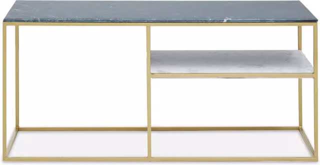 Orsina Modern Marble and Gold Geometric Frame Console Table, W: 130 cm, D: 46 cm, H: 61 cm