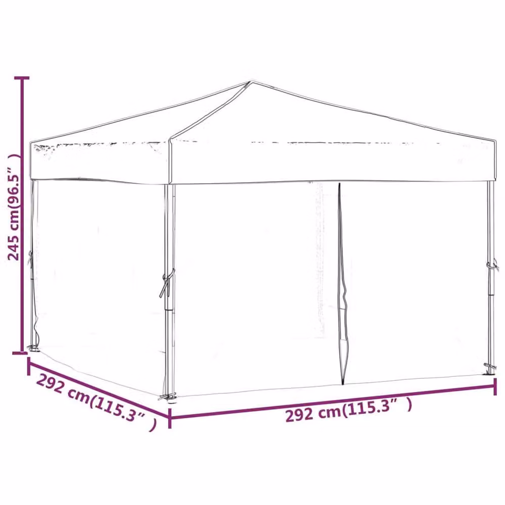 Berkfield Home Folding Party Tent with Sidewalls, Black and Silver, W: 300 cm, D: 300 cm, H: 245 cm – 4