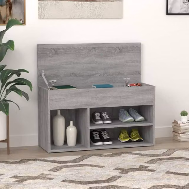 Berkfield Home Grey Sonoma Shoe Bench W/D/H: 80 x 30 x 45 cm