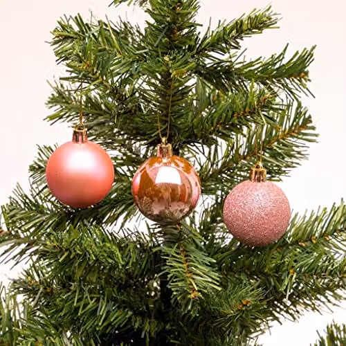 Shatchi 24-Piece Shatterproof Christmas Bauble Set in Pink and Silver, 50mm Round Hanging Ornaments – 2