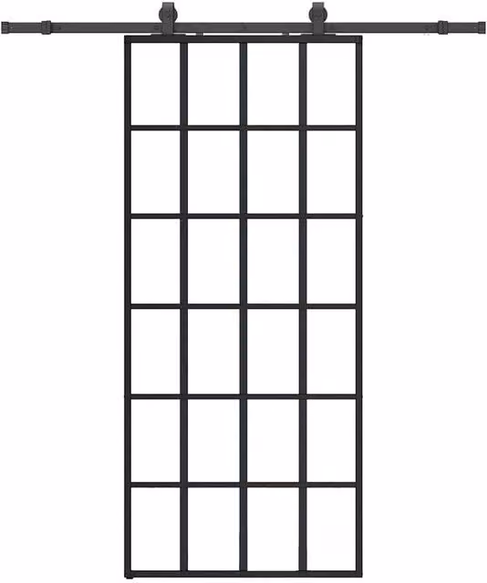 Berkfield Home Modern Sliding Glass Door with Hardware Set in Black, W: 90 cm, H: 205 cm – 1