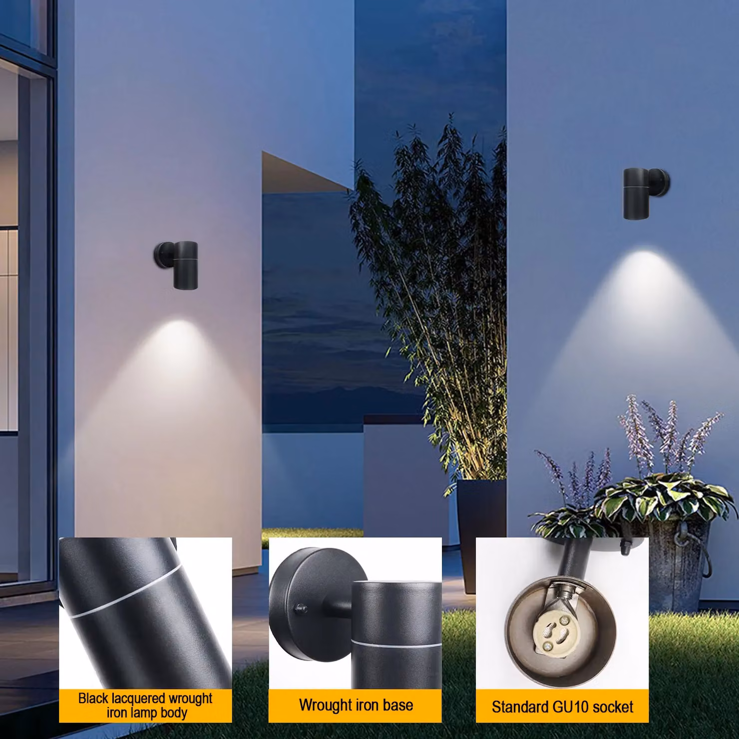 ExtraStar Modern Black Metal Outdoor Down Wall Light IP44 – 2