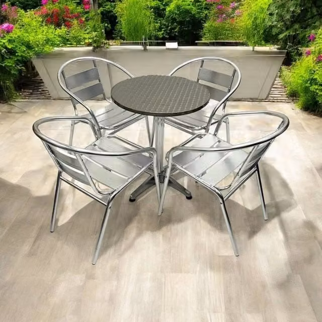 NESTLUNE Silver Aluminium Garden Patio Furniture Set, W: 100 cm, D: 15 cm