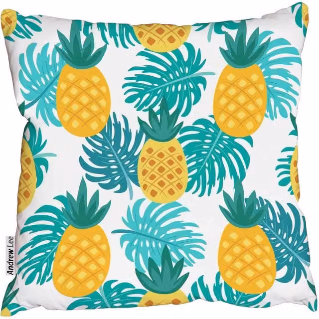 Benjamin Tate Design LTD Pineapple Pattern Cushion, Blue and White, W/D/H: 45 x 45 x 1 cm