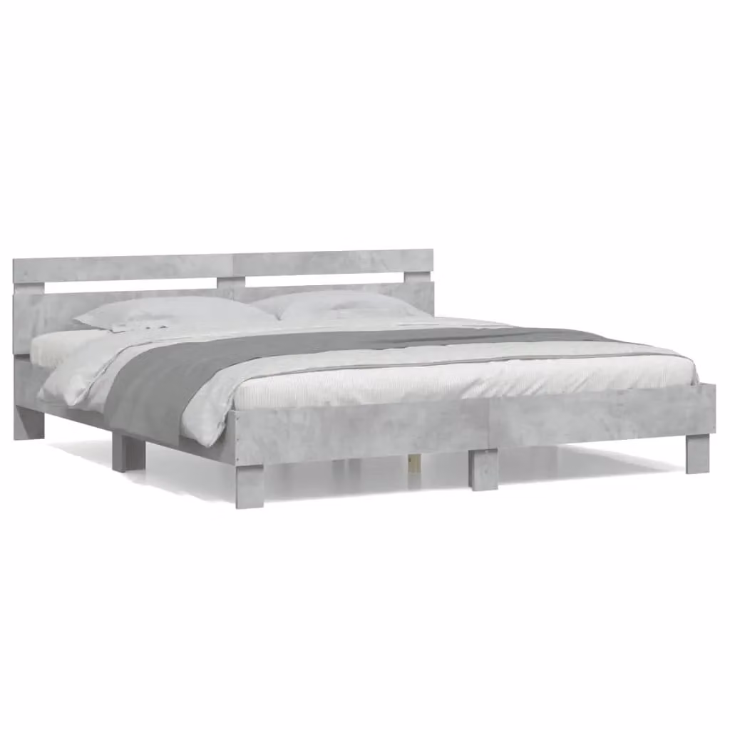 Berkfield Home Super King Bed Frame in Concrete Grey, W/D/H: 180 x 200 cm – 2