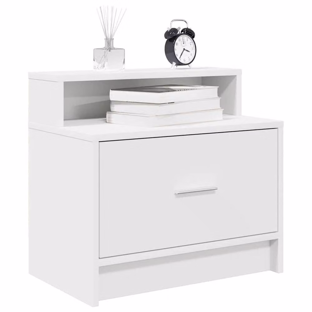 Berkfield Home Durable Bedside Cabinets with Drawer, 2 Pack, White, W: 51 cm, D: 31 cm, H: 47 cm