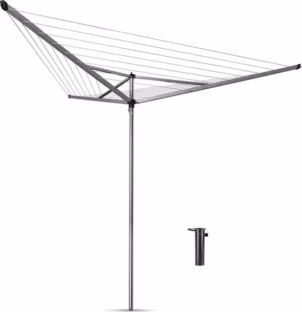 Brabantia Essential Rotary Clothes Airer 30m with Ground Tube in Silver