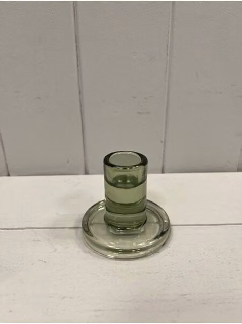 KDMD Vintage Green Smooth Small Glass Taper Candle Holder