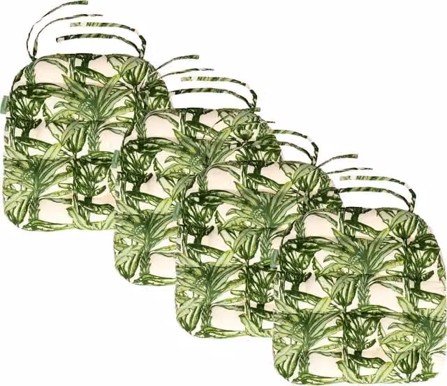 Gardenista Tufted Outdoor Garden Chair Cushion Seat Pad in Green Jungle Fern