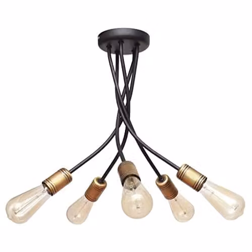 Netlighting Helam Harvard Multi Arm Semi Flush Ceiling Light in Black Patina, Diameter: 40 cm