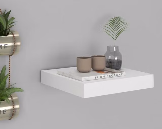 Berkfield Home White Floating Wall Shelf with Back Panel, W/D/H: 23 x 23.5 x 23.5 cm