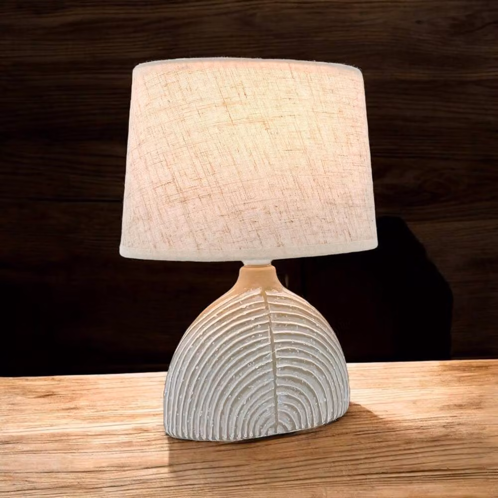 Minster Ceramic Table Lamp with Beige Fabric Cylinder Shade, W/D/H: 23 x 14 x 30 cm – 3