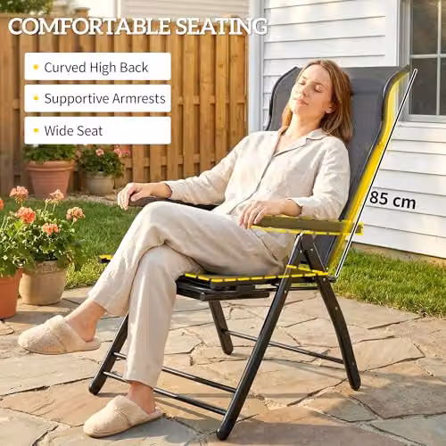 Outsunny Set of 2 Reclining Garden Chairs in Grey with Textilene Fabric and Powder Coated Steel Frame, H 85 x W 63.5 x D 106.5 cm – 5