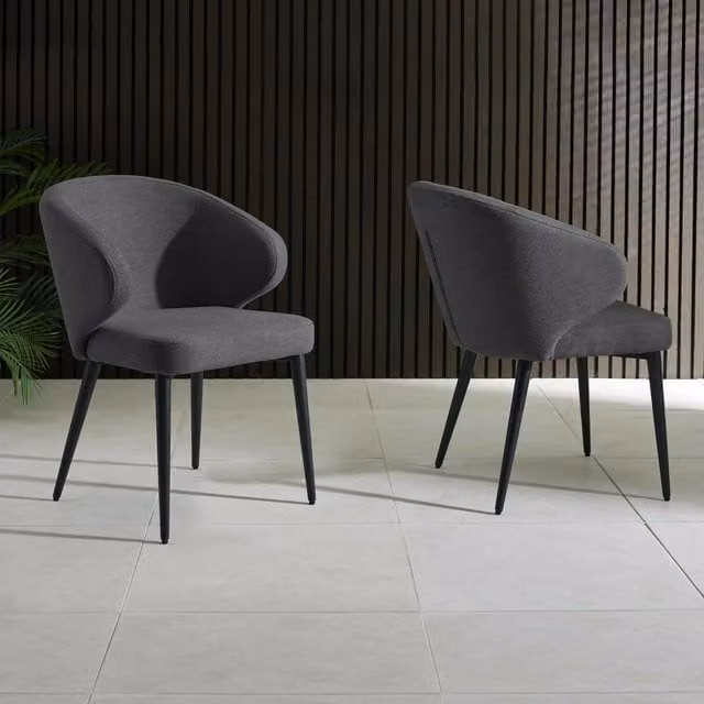 Julian Bowen Set of 2 Marcus Modern Upholstered Dining Chairs with Armrests in Grey Fabric
