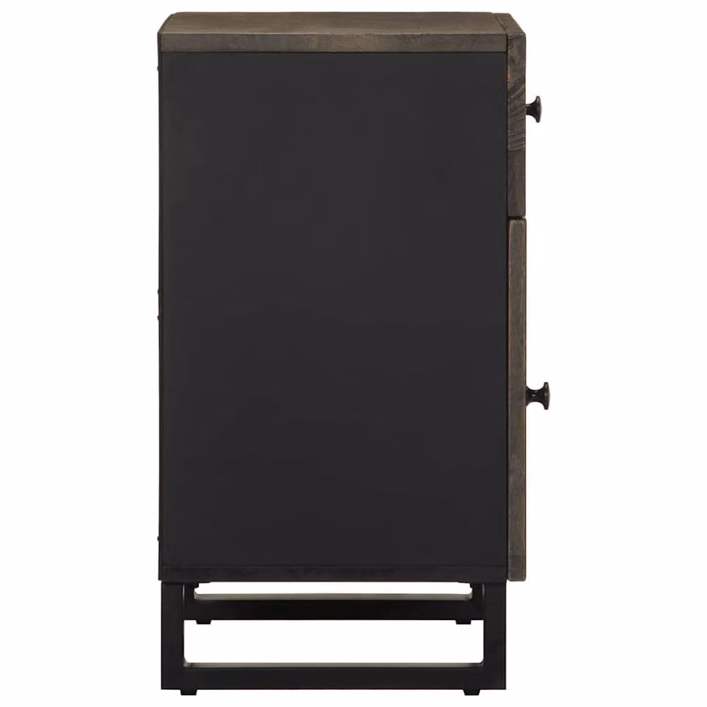Berkfield Home Black Mango Wood Bedside Cabinet W/D/H: 50 x 33 x 60 cm – 3