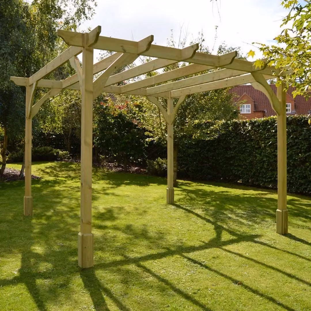 Rutland County Garden Furniture Ltd Premium Wooden Pent Pergola in Rustic Brown and Light Green, W: 180 cm, D: 180 cm, H: 270 cm – 5