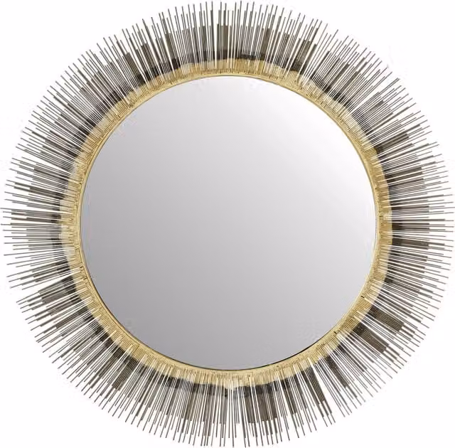 Orsina Round Metal Wall Mirror in Brown and Gold – 1
