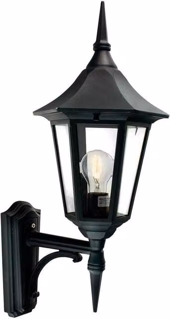 Netlighting Valencia Black Outdoor Wall Lantern Light with IP54 Rating and E27 Socket