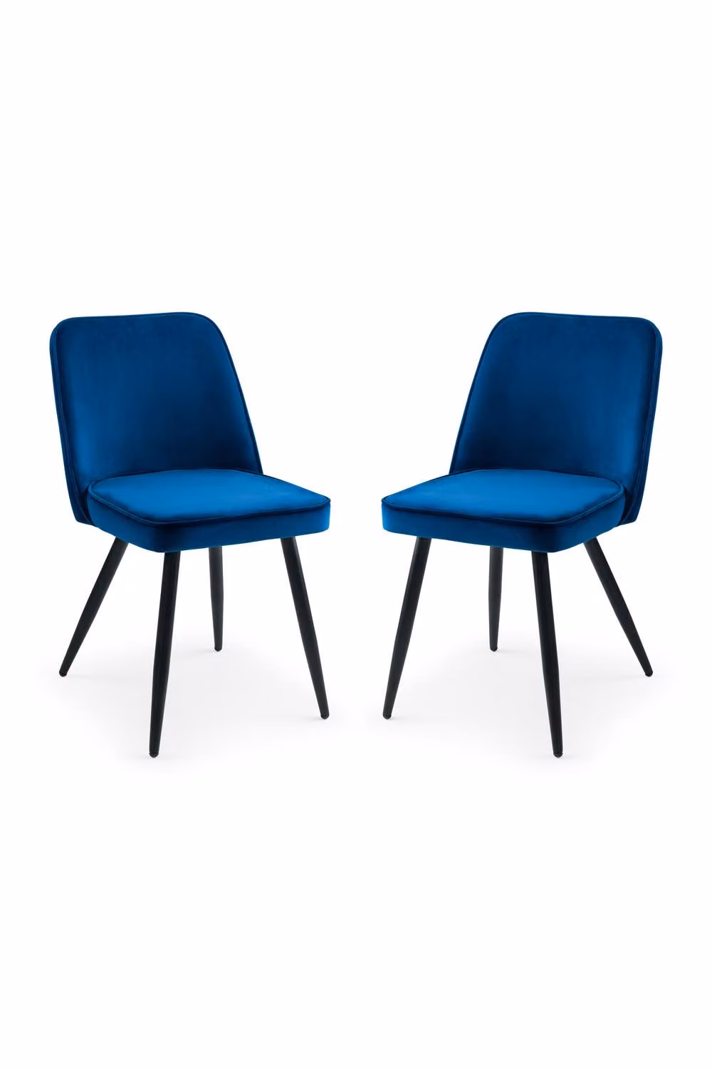 Julian Bowen Burgess Set of 2 Blue Velvet Upholstered Dining Chairs with Black Metal Legs – 7