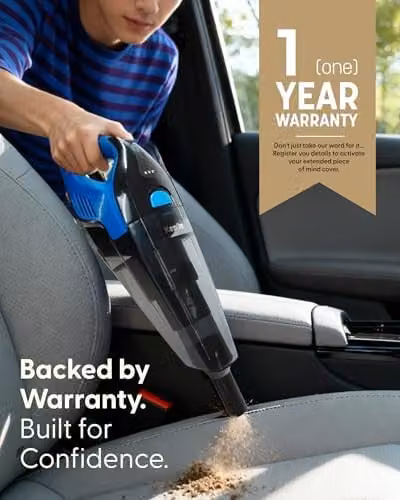 Keplin Cordless Handheld Vacuum Cleaner, Wet & Dry Use, 50W, 0.5L Dust Bin, Blue and Black – 9
