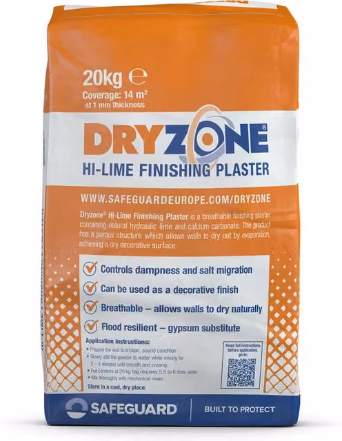 Dryzone Hi-Lime Finishing Skim Plaster, White, 20kg