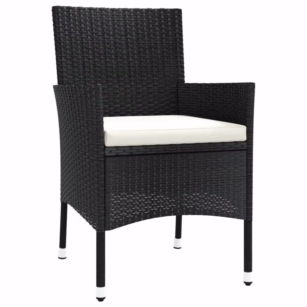 Berkfield Home Set of 2 Black Poly Rattan Garden Chairs with Cushions – 3