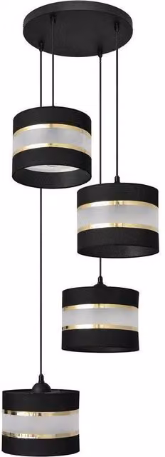 Netlighting Helen Cluster Pendant Ceiling Light in Black and Gold/Brass, Diameter: 35 cm – 6