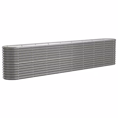 vidaXL Grey Galvanised Steel Garden Raised Bed W: 332 cm, D: 40 cm, H: 68 cm