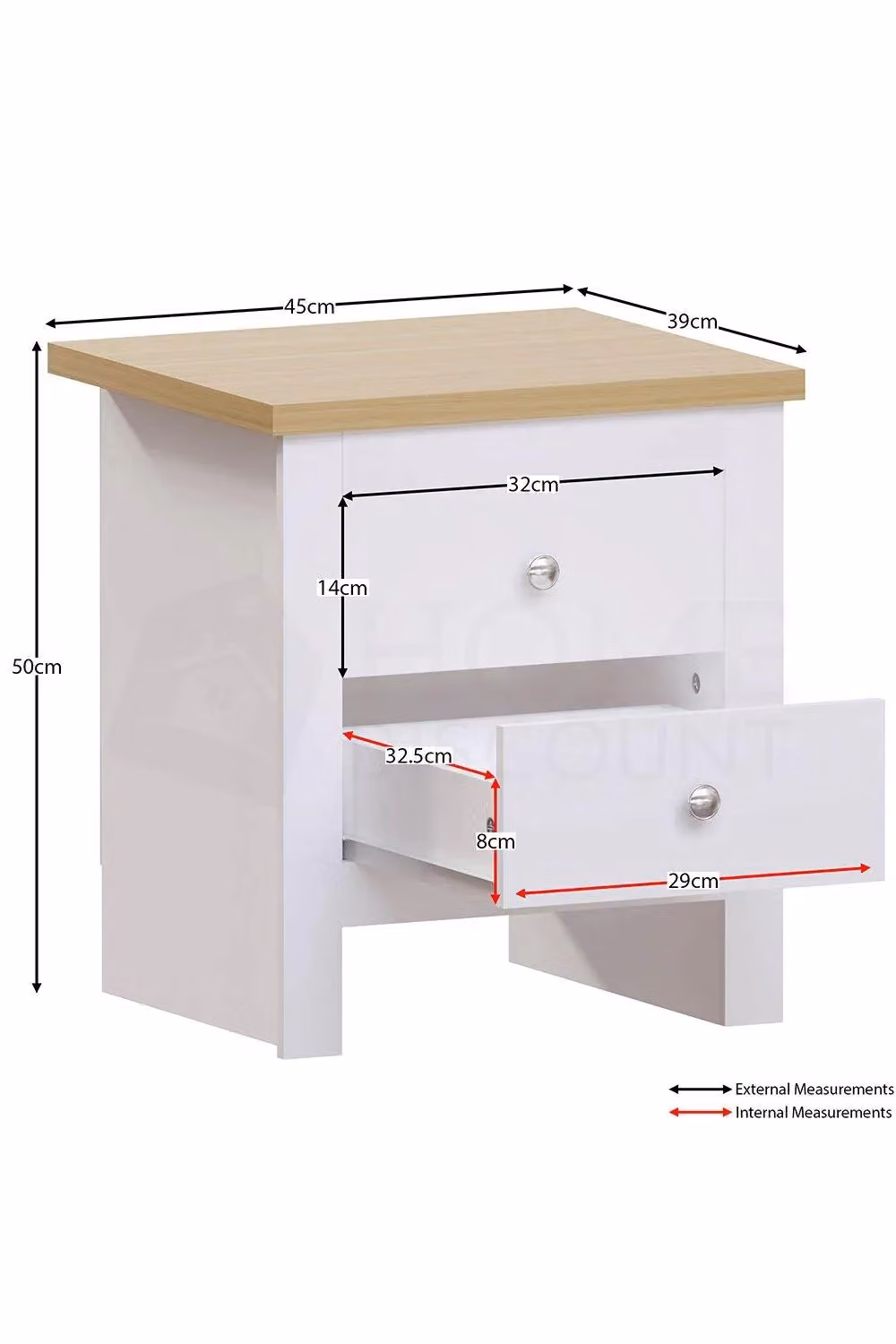 Vida Designs Arlington 2 Drawer Bedside Chest of Drawers in White – 2