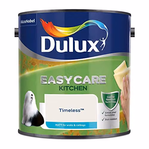 Dulux Easycare Kitchen Matt Emulsion Paint for Walls and Ceilings, Timeless White, 2.5 Litres – 2