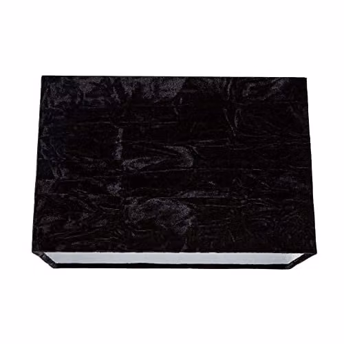Happy Homewares Modern Rectangular Crushed Velvet Fabric Lamp Shade in Black, Length: 29 cm