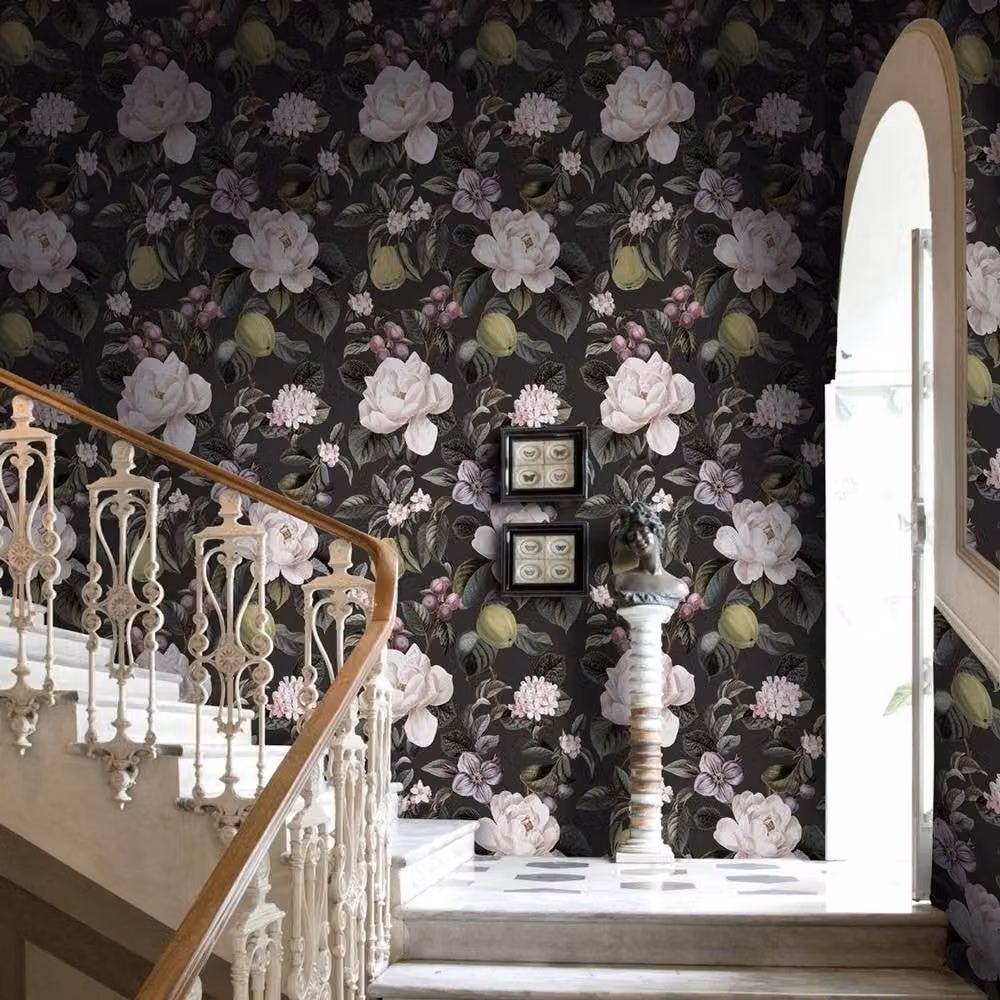 Holden Décor Pyrus Floral Botanical Wallpaper in Charcoal Grey and Anthracite – 2