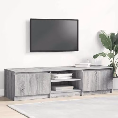 vidaXL Modern Grey TV Cabinet in Engineered Wood W/D/H: 140 x 40 x 35.5 cm – 2
