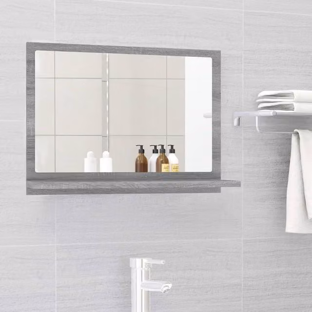 Berkfield Home Grey Sonoma Bathroom Mirror, W: 60 cm, D: 10.5 cm, H: 37 cm