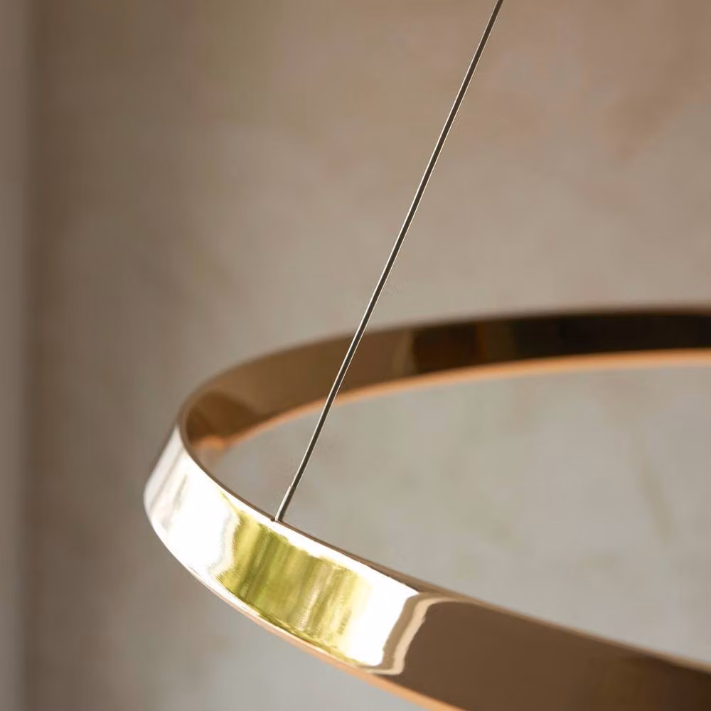 Netlighting Staten LED Pendant Light in French Gold and White Silicone – 3