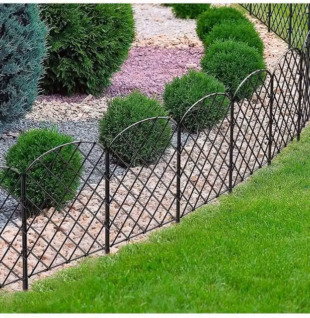 H&O Direct 10-Piece Arched Top Metal Garden Fence in Black – 1