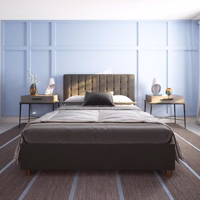 Dorel Home Emily Upholstered Bed in Grey, W: 180 cm, D: 200 cm