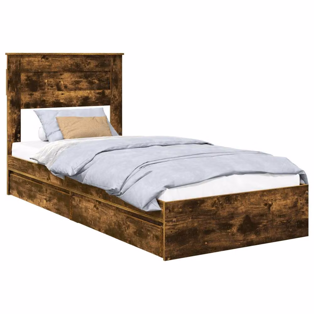 Berkfield Home Modern Storage Bed with Drawers in Smoked Oak Brown, W/D/H: 100 x 200 cm – 2