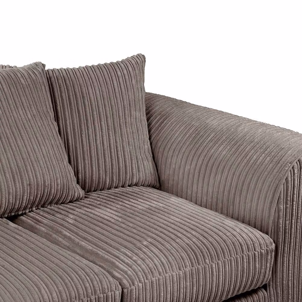 SquareBoxx Asher Jumbo Cord 3+2 Seater Sofa Set in Grey – 3
