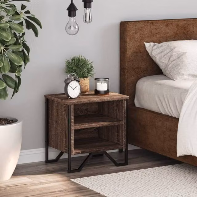 Berkfield Home Elegant Bedside Cabinet in Brown Oak, W/D/H: 40 x 30 x 40 cm