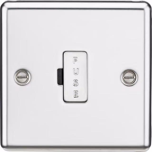 Knightsbridge 13A Fused Spur Unit with Rounded Edges in Polished Chrome