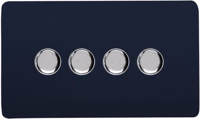 Trendi Switch 4 Gang 1 or 2 Way 150w Rotary LED Dimmer Light Switch in Navy Blue – 1